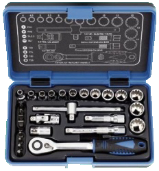 27Pcs 1/4Dr. 72T Spline Socket Wrench & Bit Set