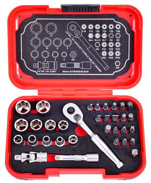 33Pcs 1/4dr. 72T Super Lock Socket and Bit Set